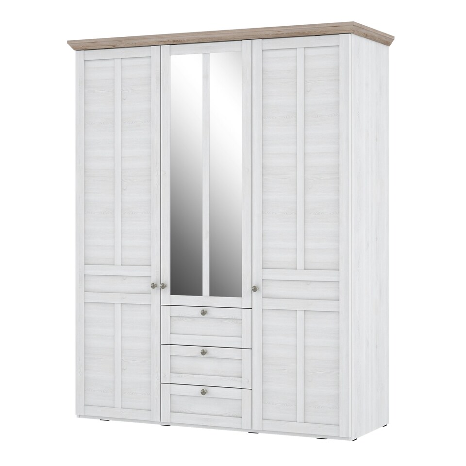 image 1 of Iloppa 3 Door Wardrobe in Snowy Oak/Oak Nelson