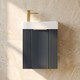 image 8 of Balterley Wall Hung Cloakroom Vanity Basin Unit with Handle Compact Bathroom Storage | Grey | Satin Soft Black | 438 x 400 x 222mm | 1