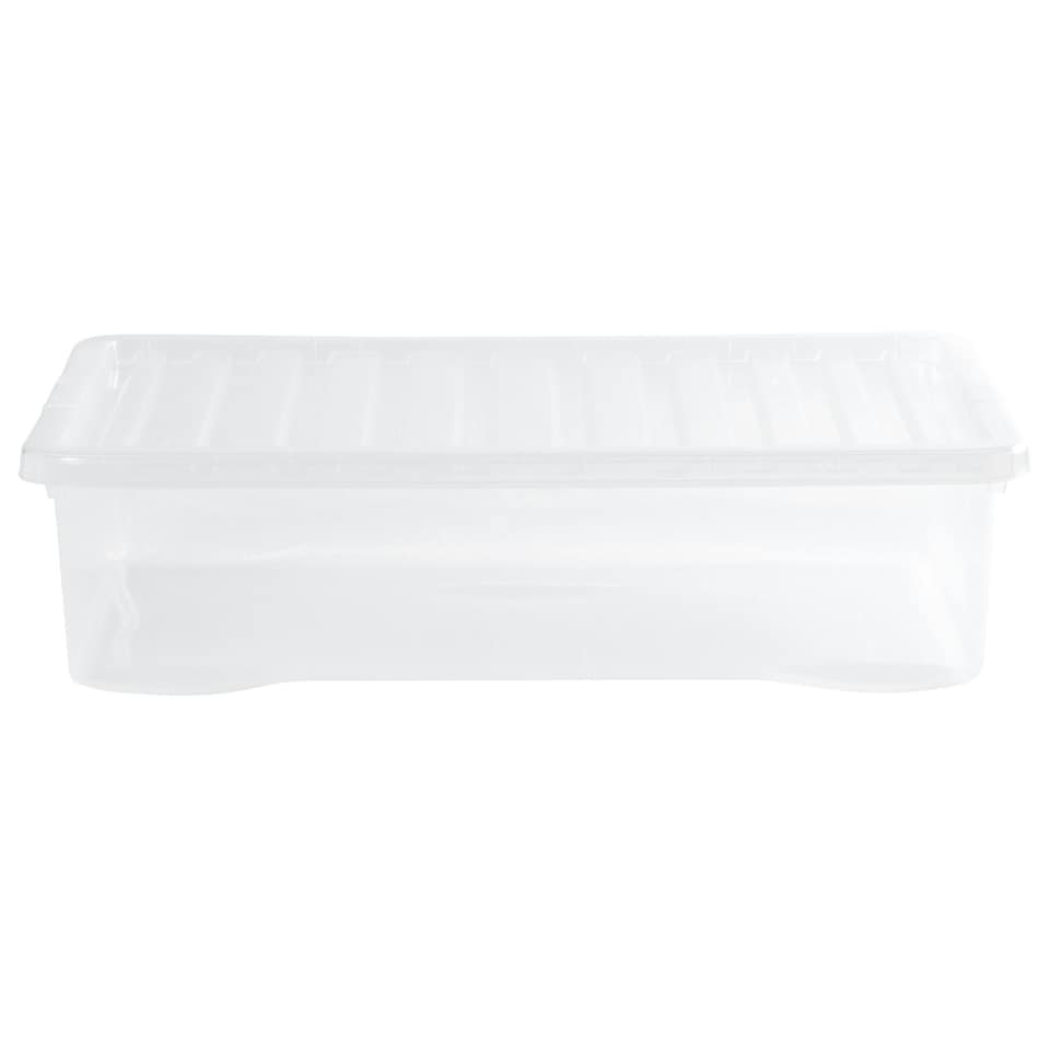 image 1 of Wham Crystal 4 x 46L Stackable Plastic Storage Boxes with Lids Clear Clear