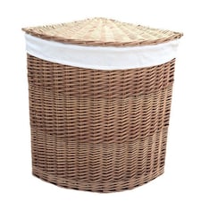 Large Light Steamed Corner Laundry Baskets with White Lining | White | White