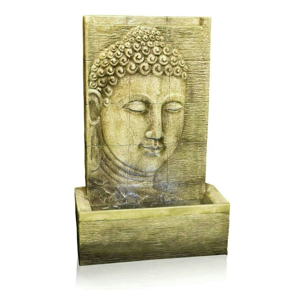 image 1 of Primrose Nirvana Buddha Falls Water Feature with Lights Indoor Outdoor Use 100cm