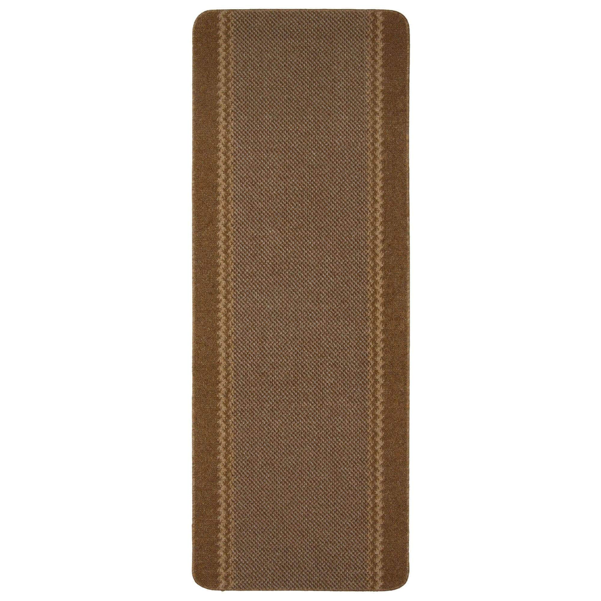 THE RUGS Washable Designer Rugs & Mats Lined Bordered Design in Brown | 116Br | Size: 67 cm x 180 cm