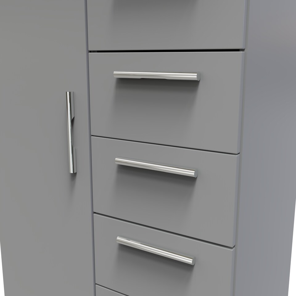 image 1 of Trent 5 Drawer 1 Door Childrens Wardrobe in Dusk Grey (Ready Assembled) | Grey | Dusk Grey