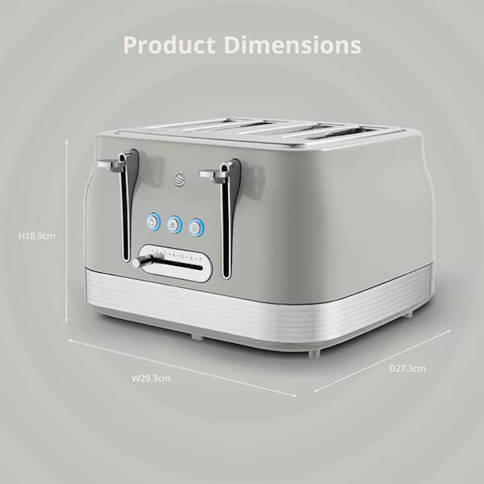 image 1 of Swan Retro Revive Grey 4 Slice Toaster