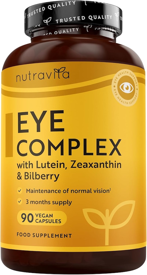 image 1 of Nutravita Lutein Natural Eye Supplement - Zeaxanthin, Bilberry Extract, Vitamins A, B12 & Zinc for Maintenance of Normal Vision - 90 Vegan Capsules