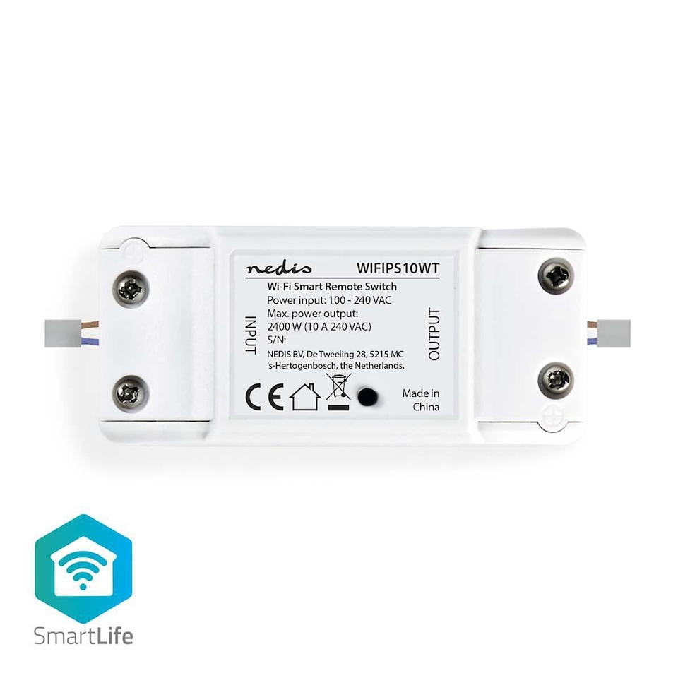 image 1 of Nedis SmartLife Wi-Fi Rewireable In-Line Mains Smart Switch, 10A, Ideal for Automation/Breaker/Remote Control via App