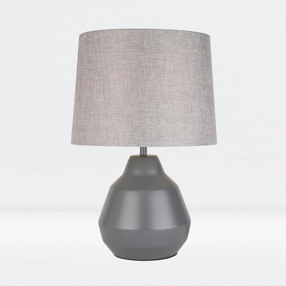 image 1 of First Choice Lighting Pair of Grey 39cm Touch Lamps with Grey Shades Grey | Grey