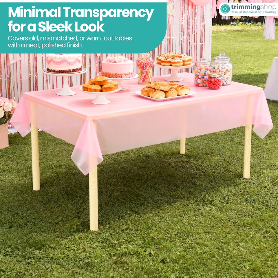 image 1 of Disposable Plastic Table Cover, Table Liner - 54" x 108"