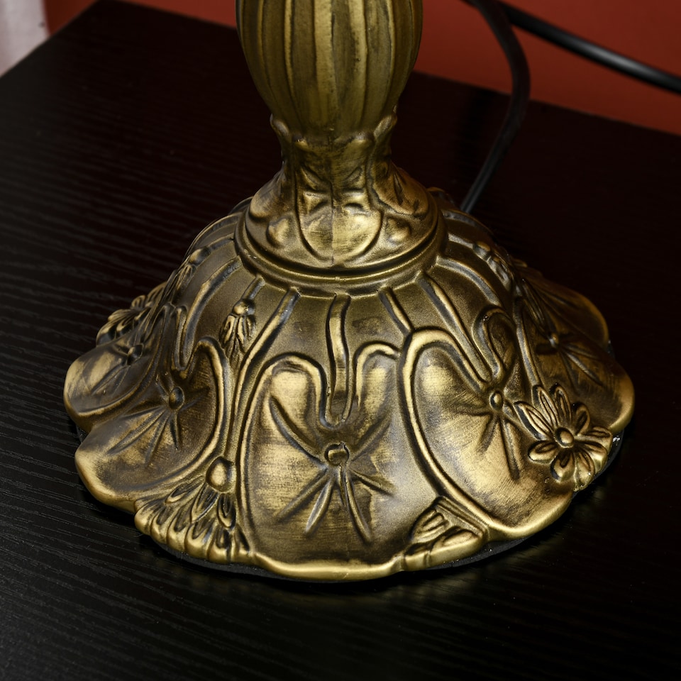 image 1 of HOMCOM Stained Glass Table Lamp, Handcrafted Artisan Collectible, Suitable for Living Room and Bedside, MultiColoured, 26 x 45Hcm, Zinc Alloy.