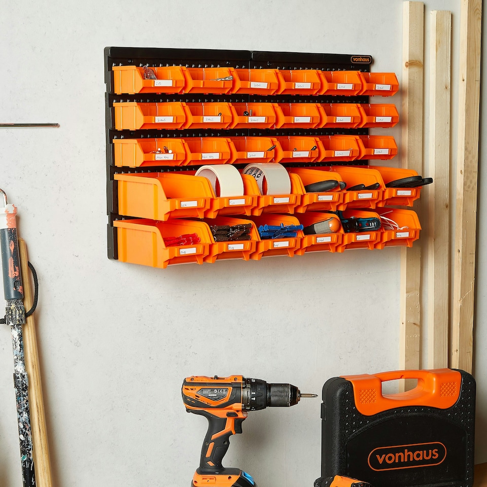 image 1 of VonHaus 30pcs Wall Mount Storage Organiser Bin for Garage