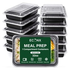 32oz Black Meal Prep Containers With Lid Plastic Microwave Safe Food Storage Box 50pc