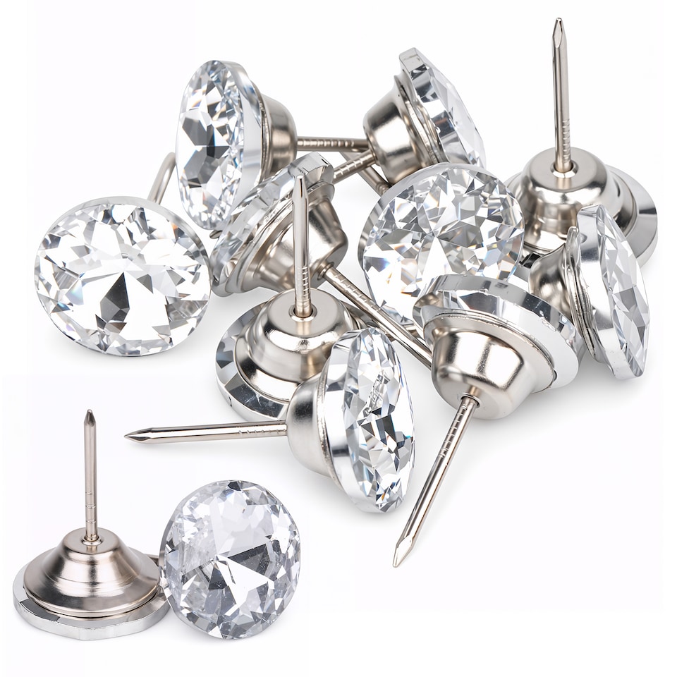 image 1 of 22mm Crystal Head Upholstery Nails, Rhinestone Tufting Tacks - 10pcs