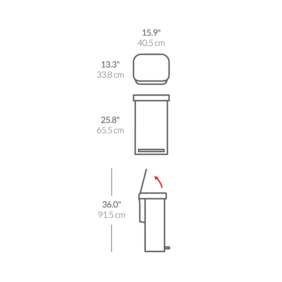 image 1 of Simplehuman 45L Rectangular Kitchen Pedal Bin with Liner Pocket, Brushed Stainless Steel with Grey Plastic Lid