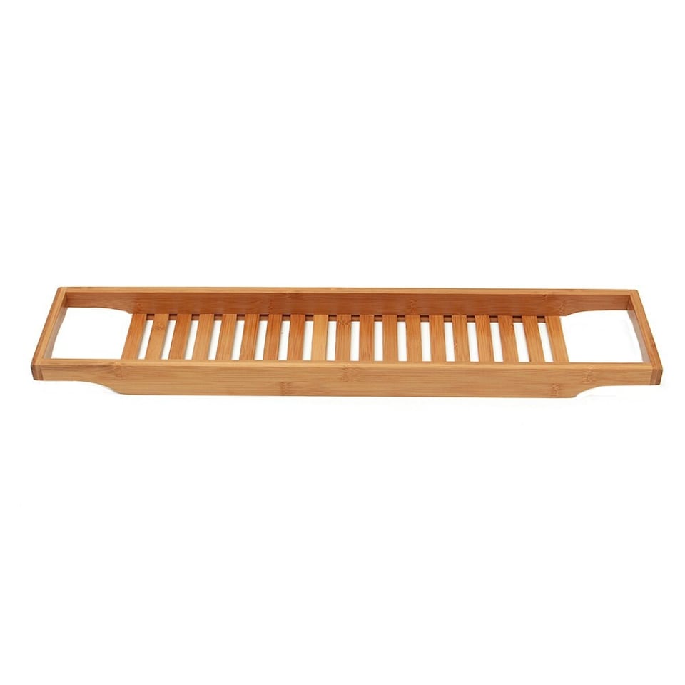 image 1 of Living and Home Bamboo Bath Tray Bathtub Caddy, Brown