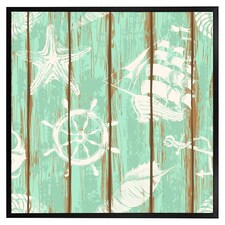 Nautical elements oin wood (Picutre Frame) Black | XL