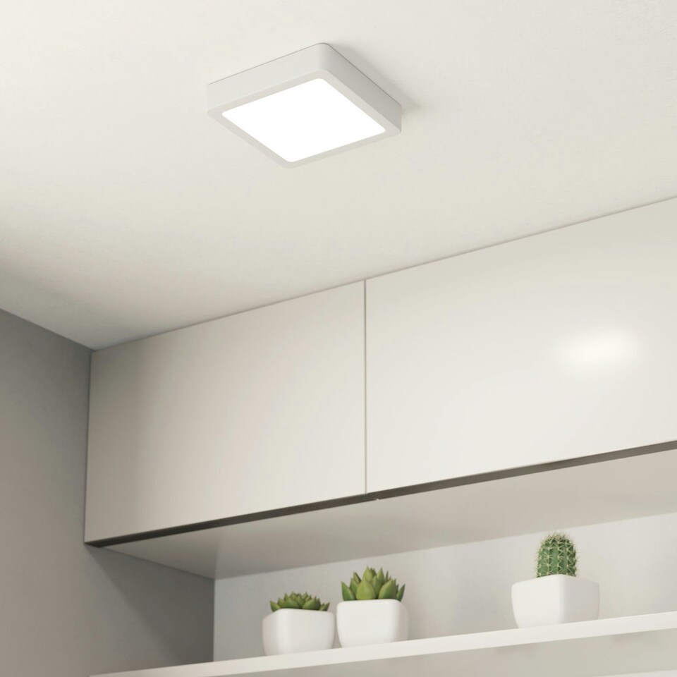 image 1 of EGLO Fueva 6 Ultra-Slim White Square LED Ceiling Light WBS White