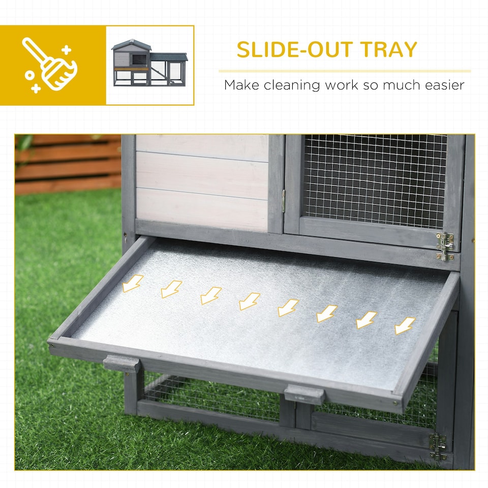 image 1 of PawHut Rabbit Hutch, Guinea Pig Hutch Outdoor Double Tier w/ Ramp, Grey