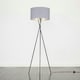 image 1 of ValueLights Camden Black Tripod Floor Lamp Grey & Silver Shade & Bulb Silver