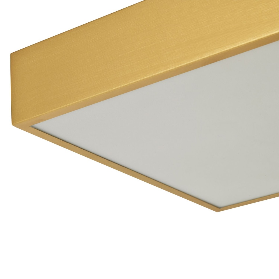 image 1 of Modern 25w LED Flush Square Ceiling Light in Brushed Gold with Opal Diffuser | Gold | Gold | 1