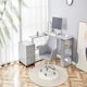 image 2 of Grey Office Desk L-shaped with Grey Velvet Upholstered Chair and Storage Drawers Grey