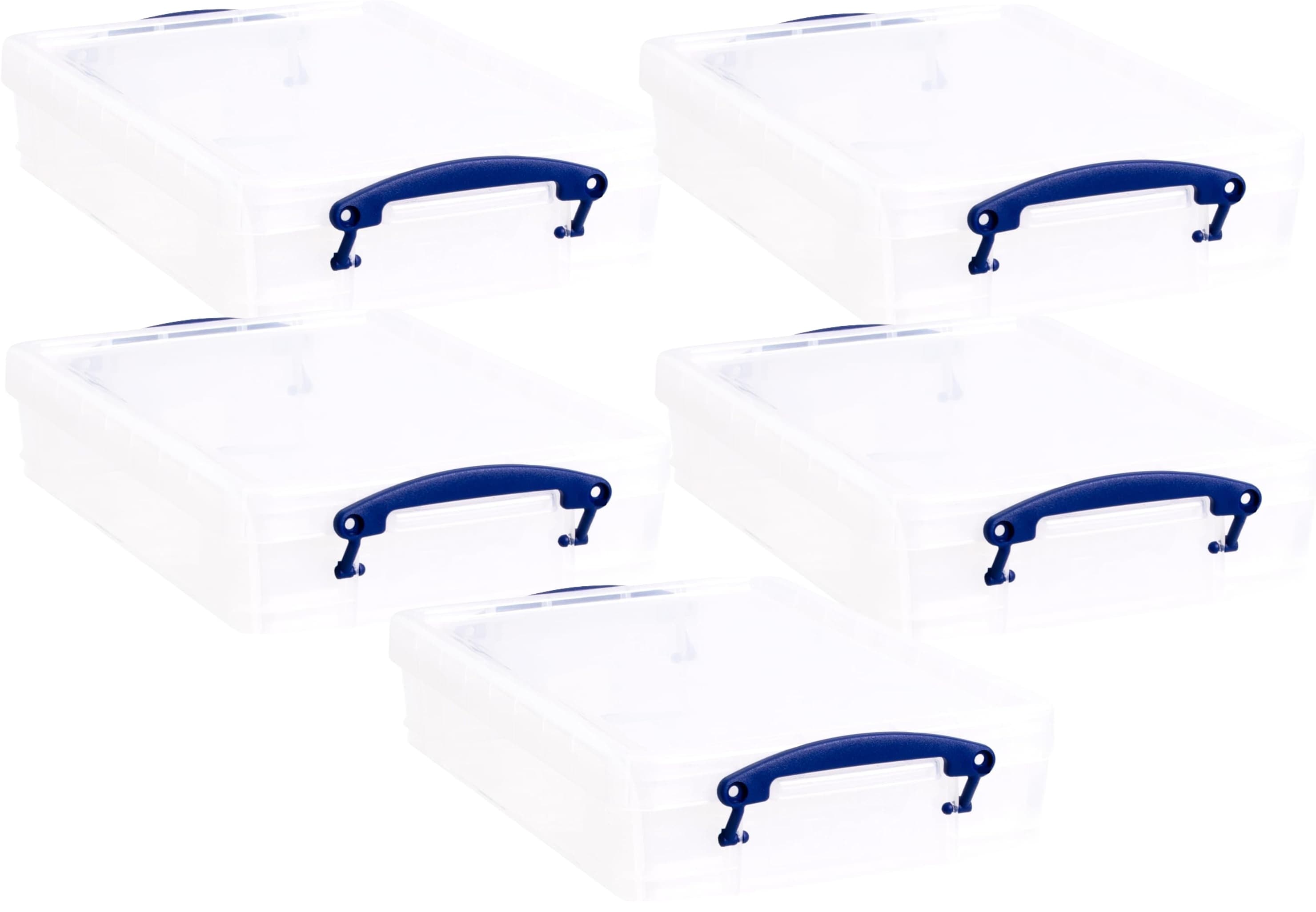 Really Useful Plastic Storage Box 4 Litre CLEAR Pack Of 5