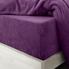 Velosso Teddy Fleece Warm and Cosy Fitted Sheet | Purple | Purple | Super King