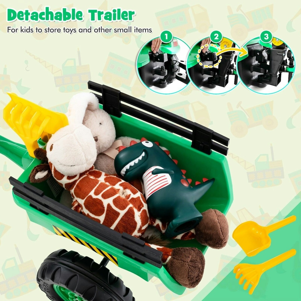 image 1 of COSTWAY 3 in 1 Kids Ride On Excavator Pedal car Bulldozer Green
