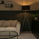 image 2 of ValueLights Camden Brushed Chrome Tripod Floor Lamp Black Shade Black