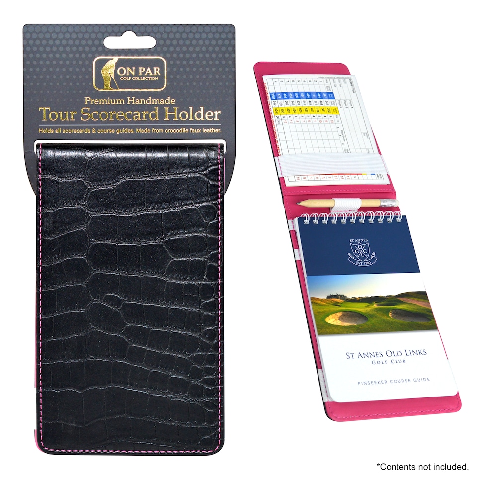 image 1 of Premium Croc Golf Scorecard Holder - Black / Pink