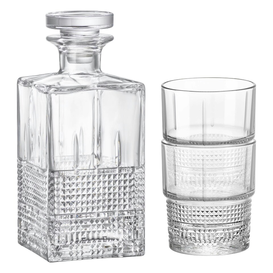 image 1 of Bormioli Rocco 7 Piece Bartender Novecento Whisky Decanter & Glasses Set Clear