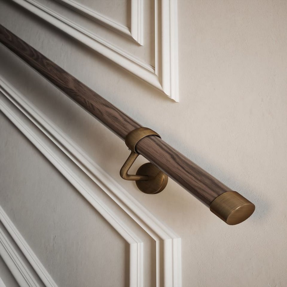 image 1 of Rothley Wooden Stair Handrail Kit Ebony Wood 3.6m