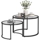 image 1 of HOMCOM Coffee Table Set of 2, Modern Nest of Tables with Tempered Glass Top, Steel Frame for Living Room, Black | Black