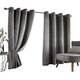 image 3 of Velvet Blackout Eyelet Curtains - Silver 167 cm x 229 cm