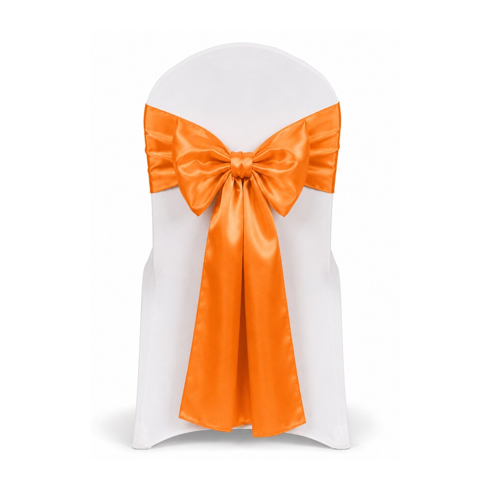 image 1 of 7"x108" Satin Chair Sash, Chair Sashes Hammed Edges Bow Tie - 1pc
