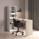 image 1 of FURNICOMP Echo Corner Office Desk with Bookcase - Matt White & Oak