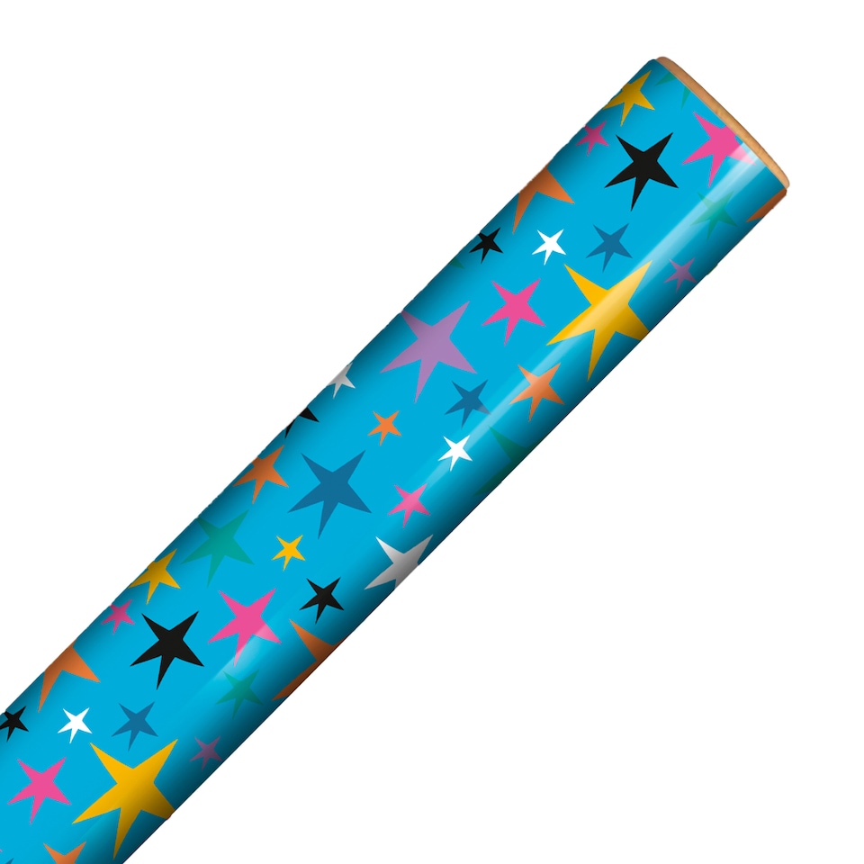 image 1 of Colourful Stars Gift Wrapping Paper Roll 3m