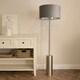 image 2 of ValueLights Lexy Chrome Dimmable Floor Lamp with Grey Velvet with Chrome Inner Lamp Shade and LED Bulb