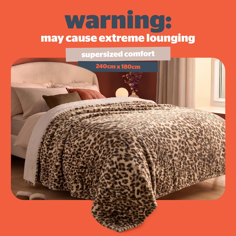 image 1 of Silentnight Heat Genie Self-Heating Giant Blanket, Leopard Print