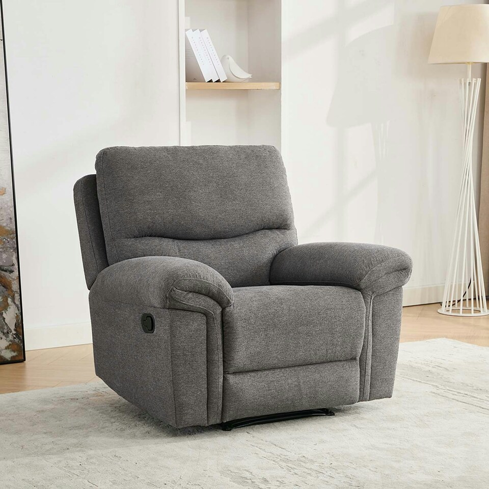image 1 of Fosse Manual Recliner Fabric Chair (Dark Grey)