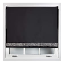FURNISHED Thermal Blackout Roller Blinds with Glitter Edge - (W)235cm x (L)210cm | Black | Black 1 | (W) 235cm x (L) 210cm