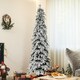 image 2 of HOMCOM 7ft Pencil Artificial Christmas Tree, Snow Flocked mas Tree with Downswept Branches and 800 Tips, Auto Open, Steel Base, Holiday Decoration for Home Office, Green