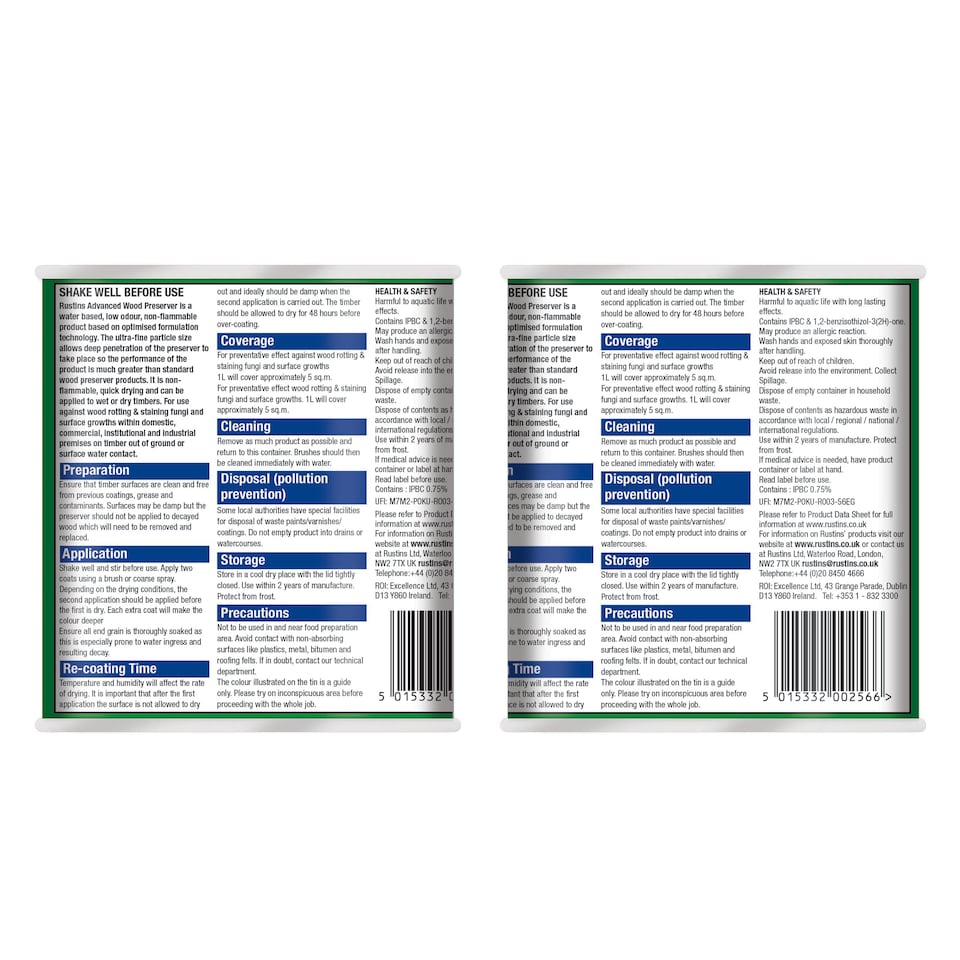 image 1 of Rustins End Grain Wood Preserver Green 500ml
