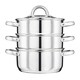 image 1 of Cooks Professional 3 Tier Stainless Steel Steamer Pan | Suitable for All Hobs Inc Induction | Dishwasher Safe | 22cm Diameter