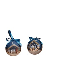 7cm Set of 14 Traditional Vintage Nativity Christmas Tree Baubles