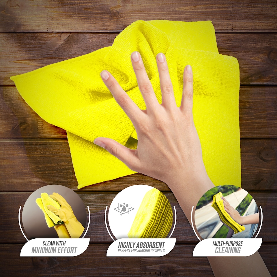 image 1 of Microfibre Cleaning Cloth 40x40cm Super Absorbent Lint Free Microfiber Cloths Cleaning for Home, Kitchen, Mirrors, Car - Pack of 20