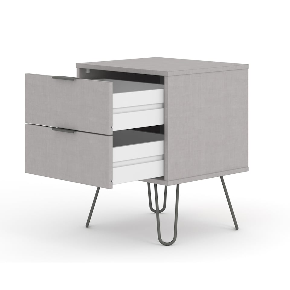 image 1 of Augusta 2 Drawer Bedside Table - Modern Industrial Style Nightstand for Bedrooms | Grey | Grey | One Size | 1