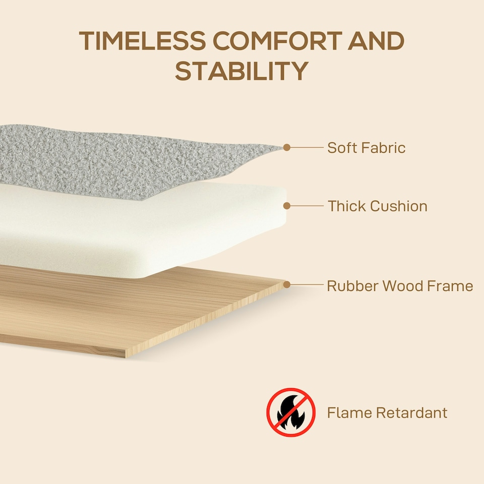 image 1 of HOMCOM 2 Seater Sofa, Fabric Modern Loveseat for Living Room, Grey | Multi | Two Seater