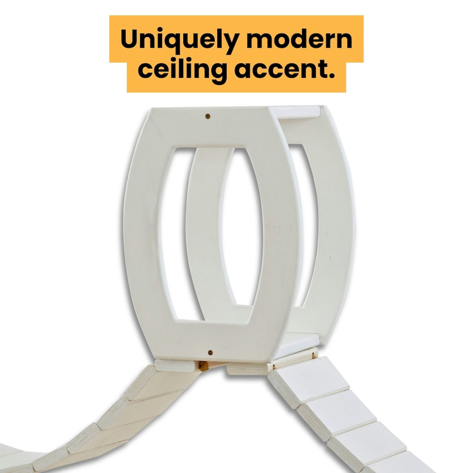 image 1 of NOVECRAFTO Modular Ceiling Cat Furniture – Wooden Hanging Cat Tower with Shelves, Bridge & Sleeper – Space-Saving Climbing System for Indoor Cats White