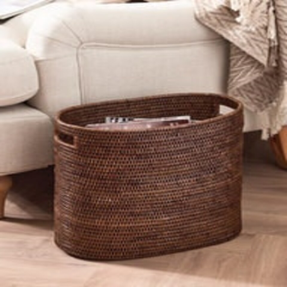 image 1 of Premium Rattan Magazine Basket
