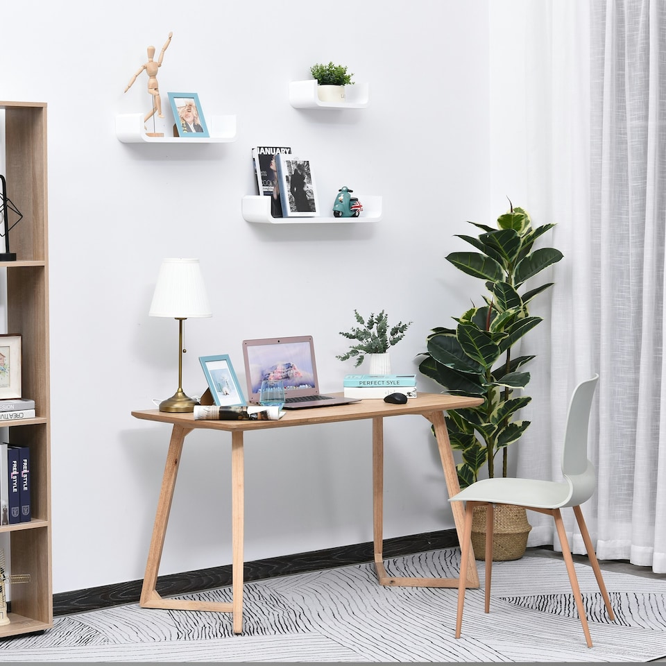 image 1 of HOMCOM U Shaped Shelf Set Floating Wall Mounted White Hanging 3pc Display